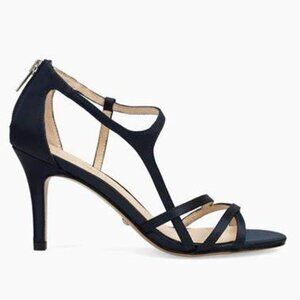 Pelle Moda Navy Strappy T-Back High Heel Sandals